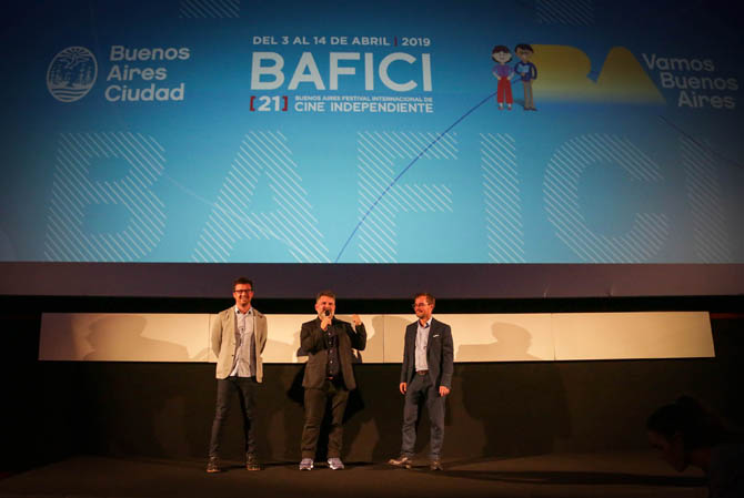 Presentación función apertura BAFICI 21 Javier Porta Fouz, Sebastián De Caro, Enrique Avogadro.